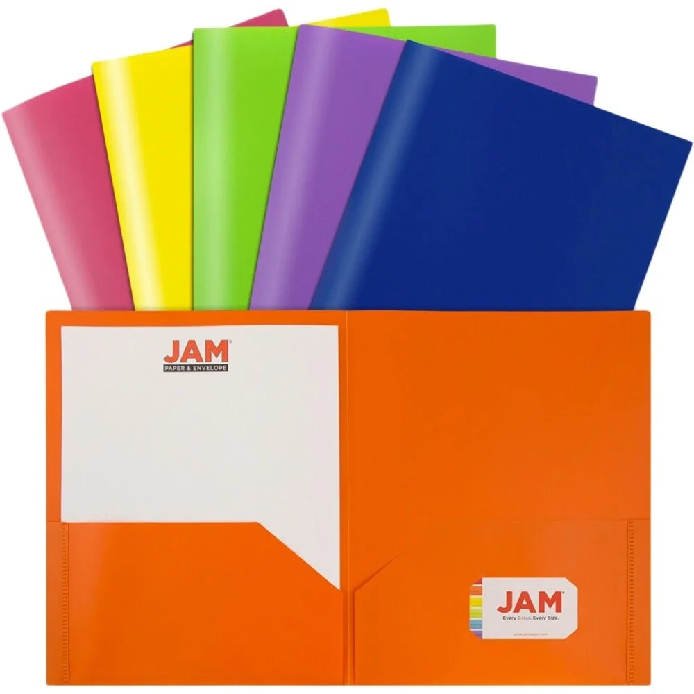 3PK x 6PCS JAM Paper Primary Colors POP Plastic Folders 9.5x11.5 Plastic‎